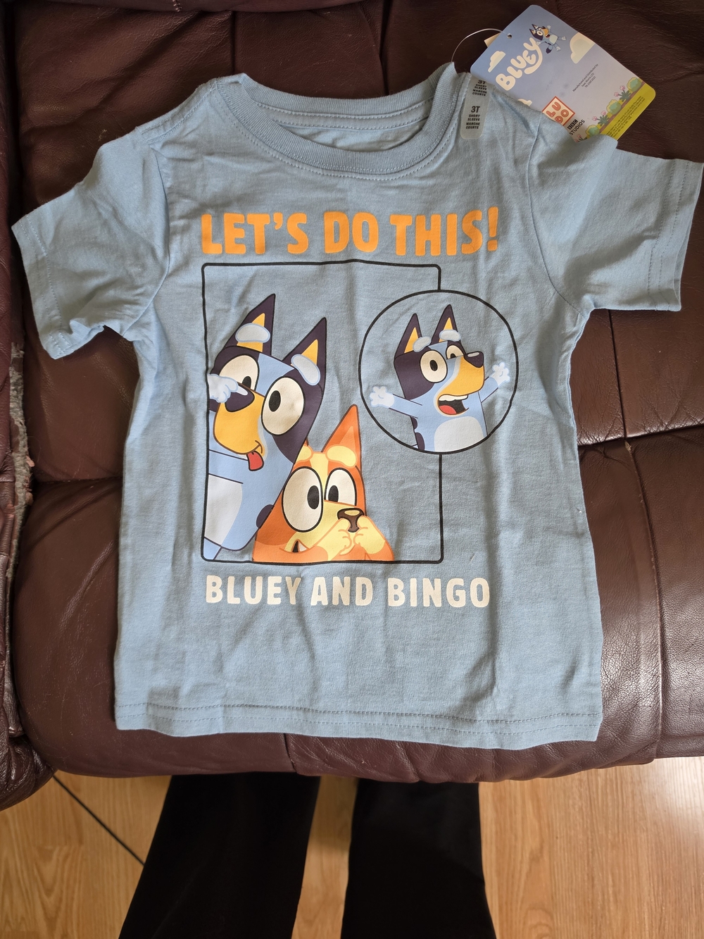 Bluey & Bingo Kids Short Sleeve Tee - Light Blue "Let's Do This!"